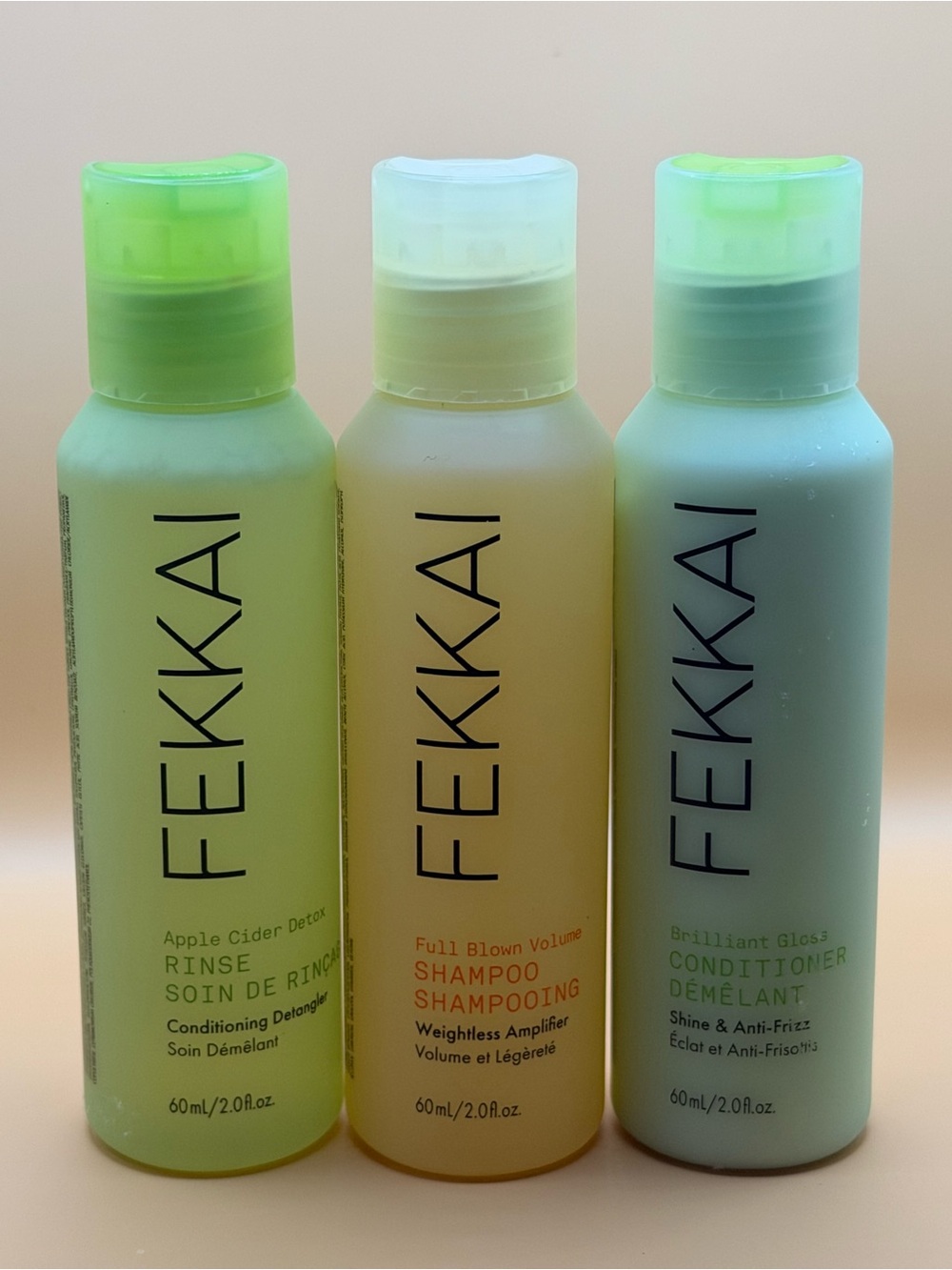 Fekkai Travel Hair Care Trio — Green, Yellow, Blue